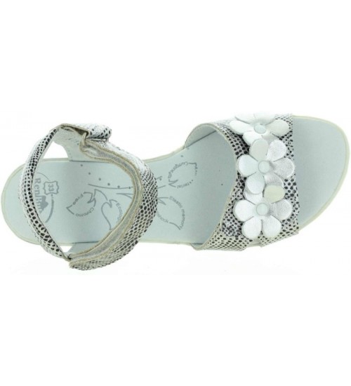 Silver leather sandals for girls European 