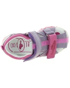 Closed toe sandals for a girl in purple leather 