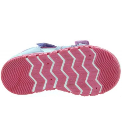 Closed sandals for a baby girl in purple leather 