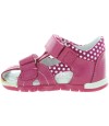 Fuschia leather sandals for a toddler girl