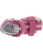 Fuschia leather sandals for a toddler girl