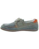 Gray leather loafers for boy with flat feet
