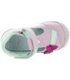 Pink leather sandals with closed toes for a toddler girls
