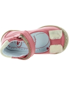 Orange leather orthopedic baby shoes 