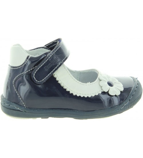 Navy leather shoes for girls ankle high
