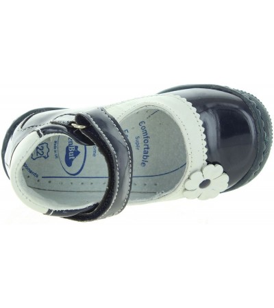 Navy leather shoes for girls ankle high