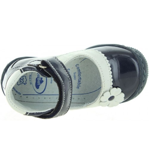 Navy leather shoes for girls ankle high