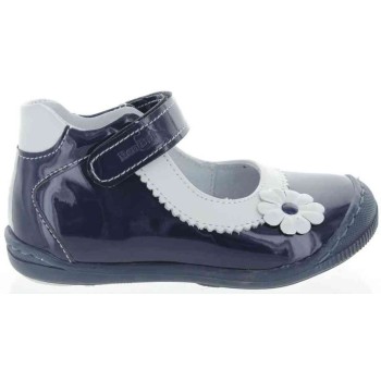 Navy leather shoes for girls ankle high