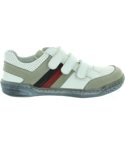 Sporty European white leather boys shoe