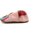 Pink soft sole leather slippers for toddler 