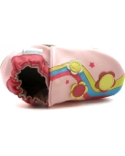 Pink soft sole leather slippers for toddler 