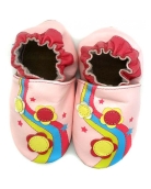 Pink soft sole leather slippers for toddler 